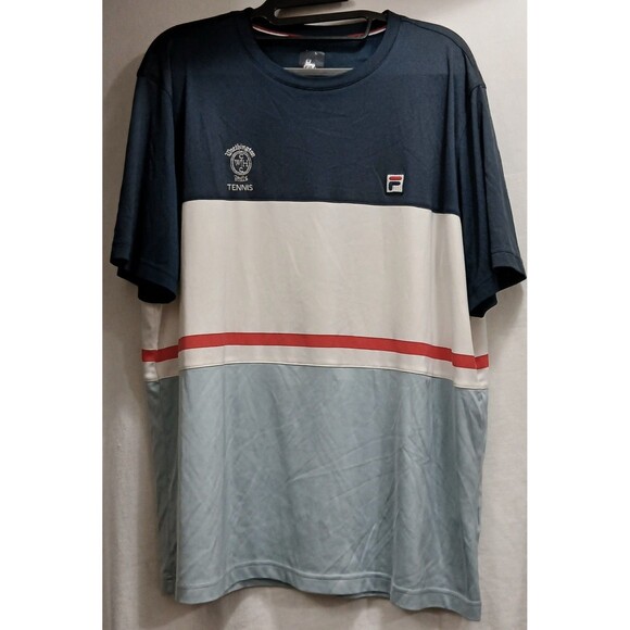 Fila Tennis Shirt XL Worthington Hills Mens Colorblock Striped Athletic Tee - Picture 1 of 7
